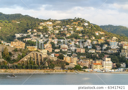 Seascape of coast Liguria, Albisola Superiore. 63417421
