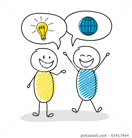 Business cartoon people with speech bubbles - Stock Illustration ...