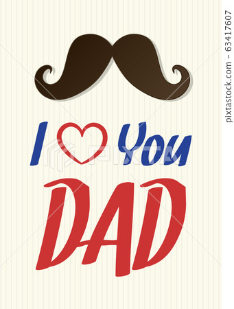 Father's Day - cute card with mustache and wishes. - Stock Illustration ...