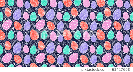 Seamless pattern with cute Easter eggs. Vector - Stock Illustration ...