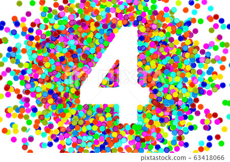 Number 4 from colored confetti. 3D rendering Number 4 from colored confetti. 3D rendering 63418066