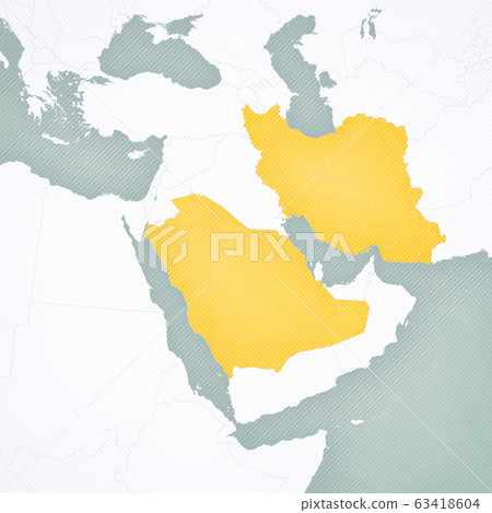 Map Of Middle East Saudi Arabia And Iran Stock Illustration 