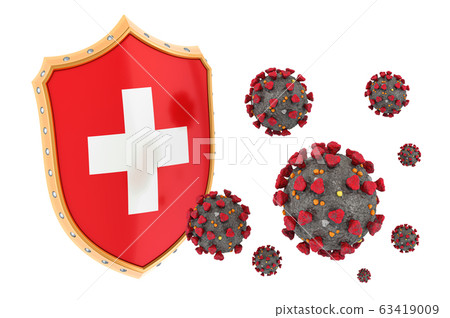 Protection of Switzerland from coronavirus. 3D Protection of Switzerland from coronavirus. 3D 63419009