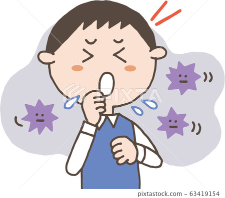 Boy coughing and sneezing 63419154