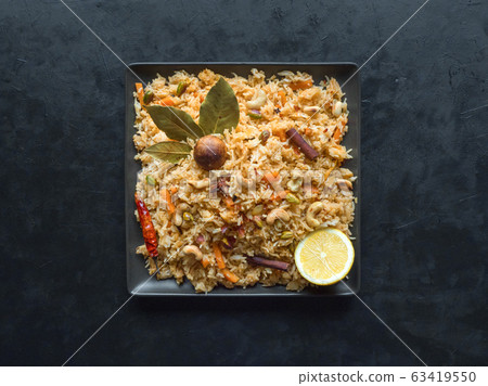 Traditional Arabic Basmati rice with vegetables. Traditional Arabic Basmati rice with vegetables. 63419550