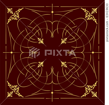 Gold ornament on dark background. Can be used as invitation card. Vector illustration 63419630