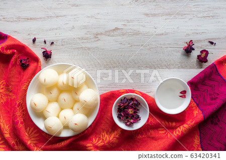 Sponge Rasgulla sweets, famous indian sweet food. 63420341