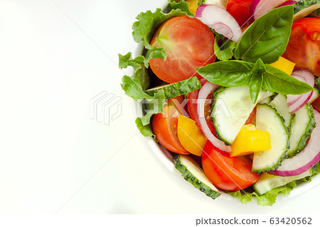 Green salad with tomato and fresh vegetables Green salad with tomato and fresh vegetables 63420562
