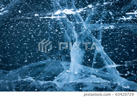 background of ice on Baikal lake, Russia 63420729
