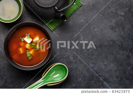 Miso traditional Japanese soup with tofu 63421973