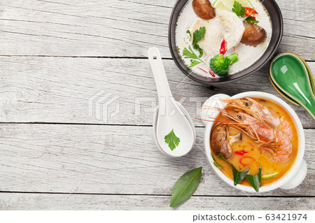Tom Yum and Tom Kha traditional Thai soups Tom Yum and Tom Kha traditional Thai soups 63421974