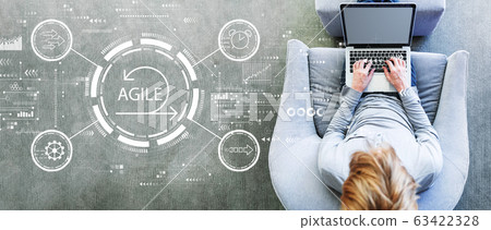 Agile concept with man using a laptop 63422328