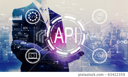 API - application programming interface concept API concept with businessman 63422359