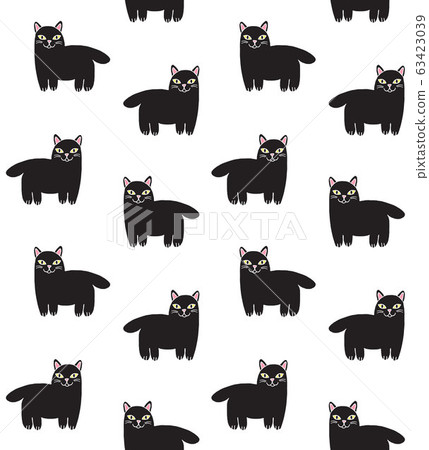 Vector seamless pattern of black sketch cat - Stock Illustration ...
