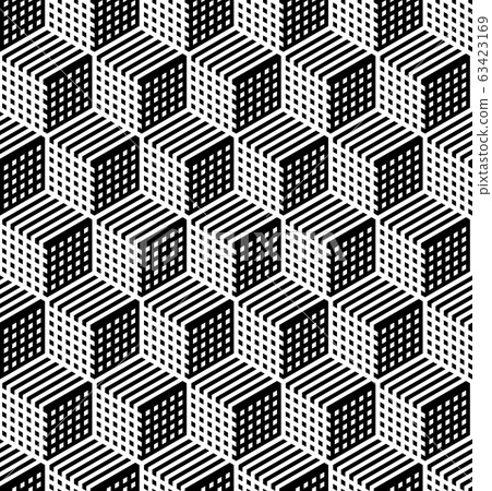 Seamless geometric hexagons op art pattern 3D-插圖素材 [63423169] - PIXTA圖庫