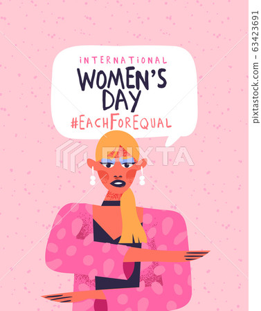 Women day each for equal pink woman card 63423691