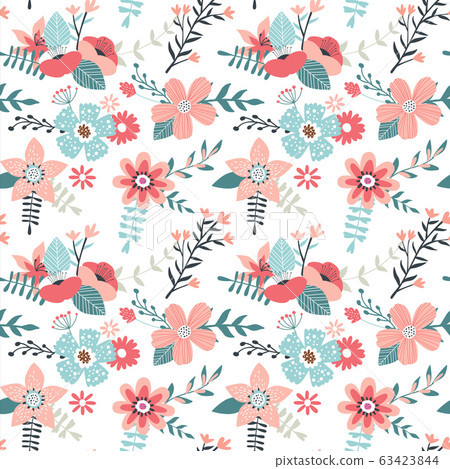 Pink spring flower seamless pattern background - Stock Illustration ...