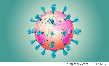 Simple representation of a corona virus pathogen as a globe 63424787