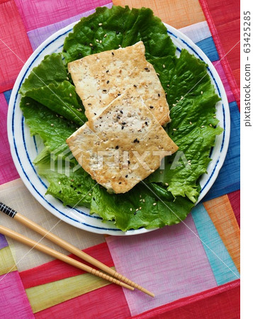 Asian Food Grilled Tofu with Seasoned Soy Sauce 63425285