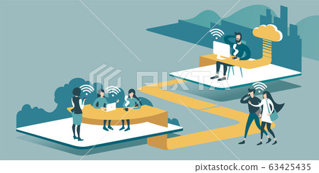 Remote work with cloud technology Remote work with cloud technology 63425435