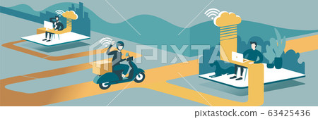 Remote work with cloud technology Remote work with cloud technology 63425436