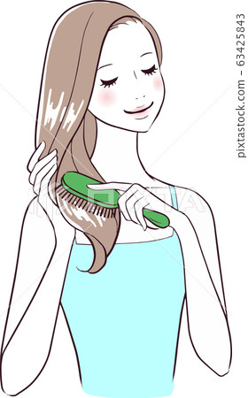 someone brushing their hair clipart