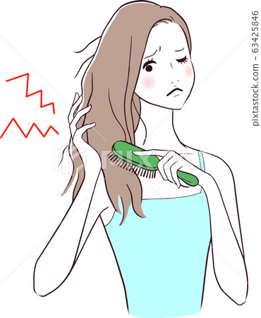 Woman in trouble with damaged hair - Stock Illustration [63425846] - PIXTA