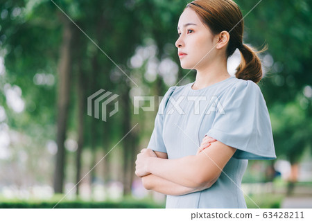 Beautiful woman, park, nature 63428211