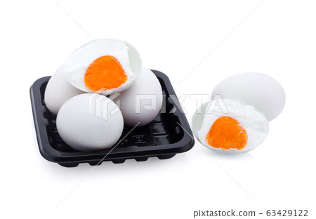 salted egg isolated on white background salted egg isolated on white background 63429122