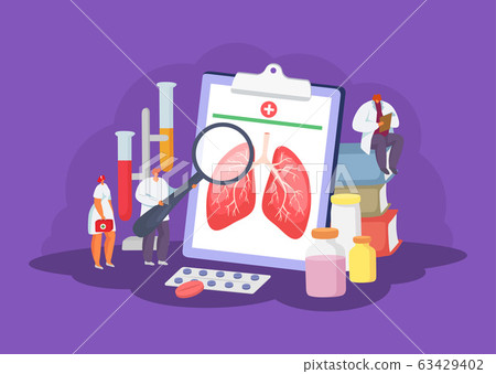 Lungs health care with doctors medical concept of diagnosis, healthcare and treatment vector illustration. 63429402