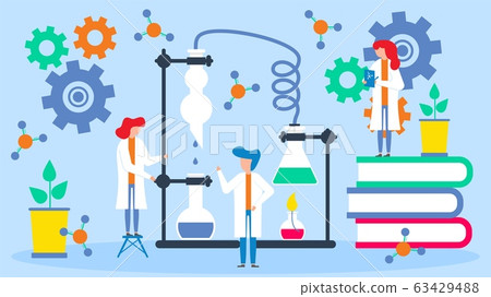 Scientists analyze data in lab vector... - Stock Illustration [63429488 ...