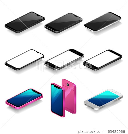 Isometric smartphone mockup vector illustration... - Stock Illustration ...