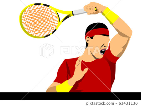 Man Tennis player poster. Colored Vector 63431130