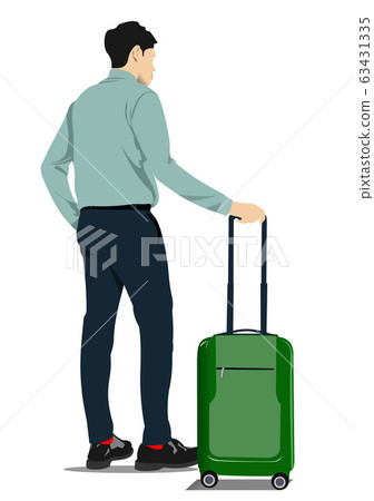 Business man with suitcase. Vector illustration 63431335