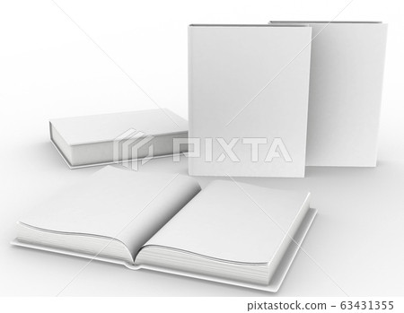 template empty book mockup set white background , 3d rendering 63431355