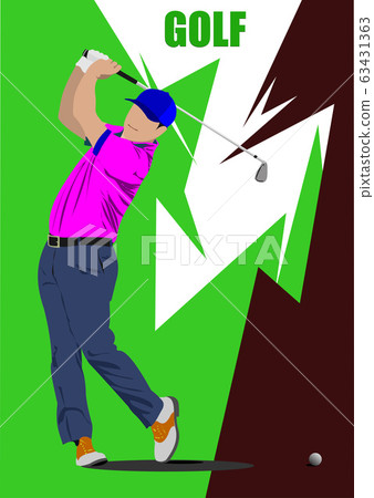 Golf player poster. Vector illustration Golf player poster. Vector illustration 63431363