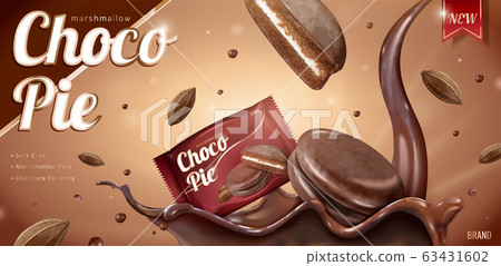 Choco pie ads with splashing syrup Choco pie ads with splashing syrup 63431602