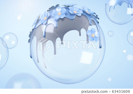 Purple liquid and flowers on bubble Purple liquid and flowers on bubble 63431609