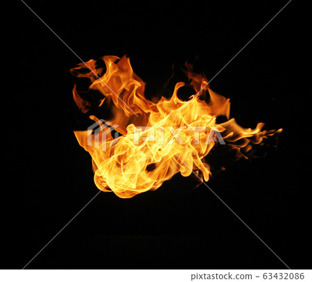 Fire flames collection isolated on black 63432086