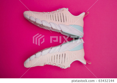 Summer pink Women's sneakers on a pink background 63432144