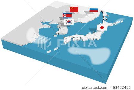 Asia with selected Russia map and Russia flag icon., Stock vector