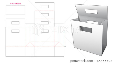 Handle paper bag with flap die cut template 63433598