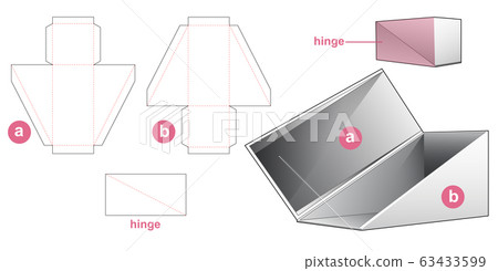 Triangular flip top box die cut template Triangular flip top box die cut template 63433599