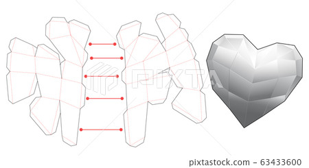 Heart shaped paper craft die cut template 63433600