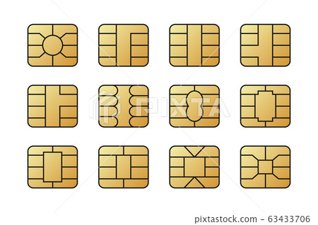 EMV chips for banking plastic card. Digital Nfc technology. Bank payment symbols. 63433706