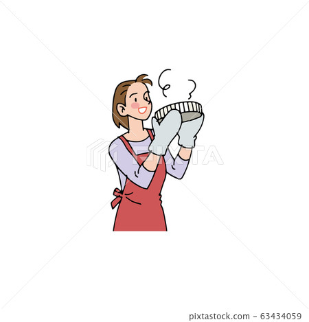 Wife taking out ingredients from oven Wife taking out ingredients from oven 63434059