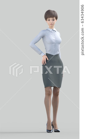Woman in uniform perming3DCG illustration material Woman in uniform perming3DCG illustration material 63434906