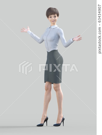 Woman in uniform perming3DCG illustration material Woman in uniform perming3DCG illustration material 63434907