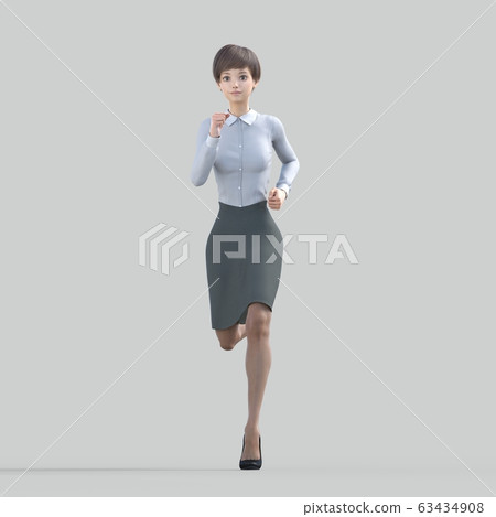 Woman in uniform perming3DCG illustration material Woman in uniform perming3DCG illustration material 63434908