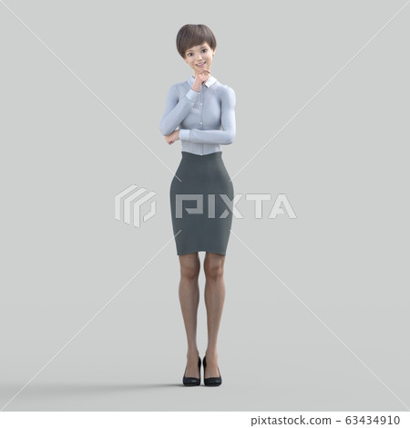Woman in uniform perming3DCG illustration material Woman in uniform perming3DCG illustration material 63434910